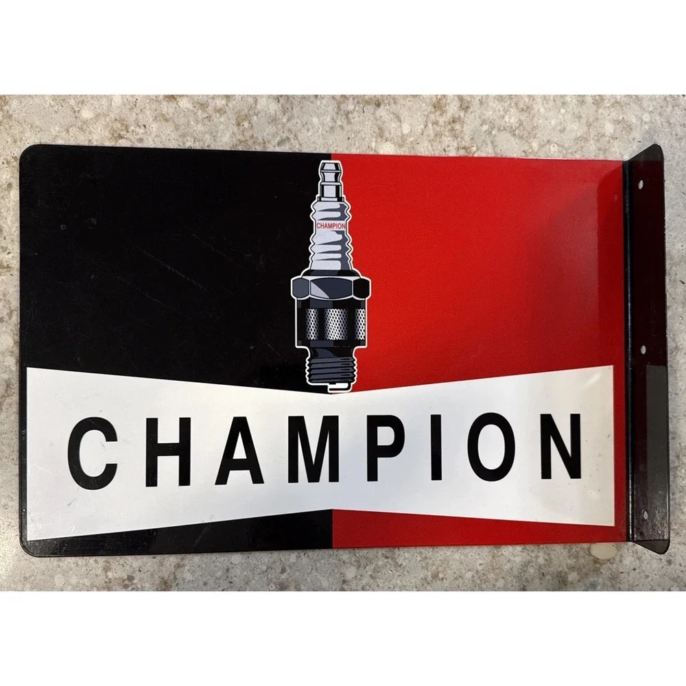 Champion Spark Plug Flange Sign Gas Oil Garage Tools Vintage Style 19x12